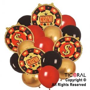 SET DE GLOBOS METALIZADOS CASINO x 16 UNIDADES